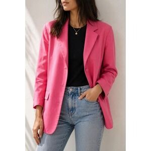 Samsoe‎ Samsoe Pink Oversized Blazer Iris Cotton Jacket Size L Scandi Minimalist